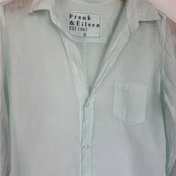 Frank & Eileen Barry Button Down Shirt Mint Green Lightweight 100% Cotton Small - Picture 2 of 13